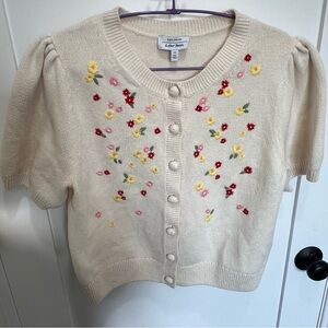 Paris Atelier and Other Stories Cream Floral Button-Up Blouse/Sweater Size M